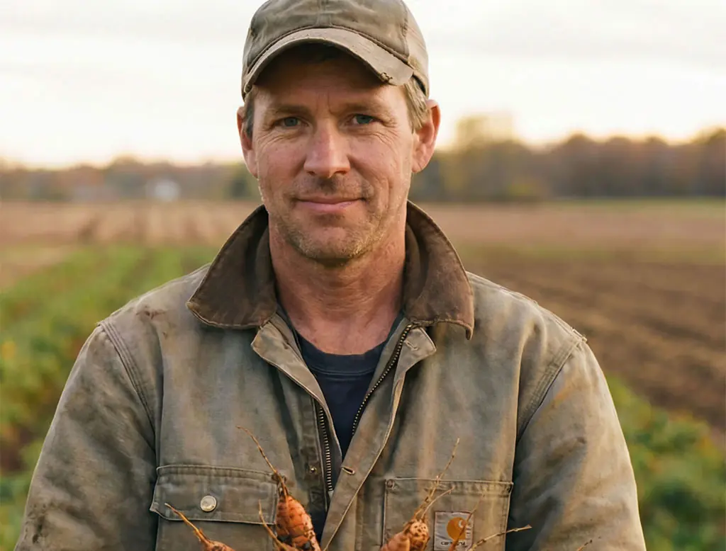 Paniers paysans, légumes bio tenu par un agriculteur