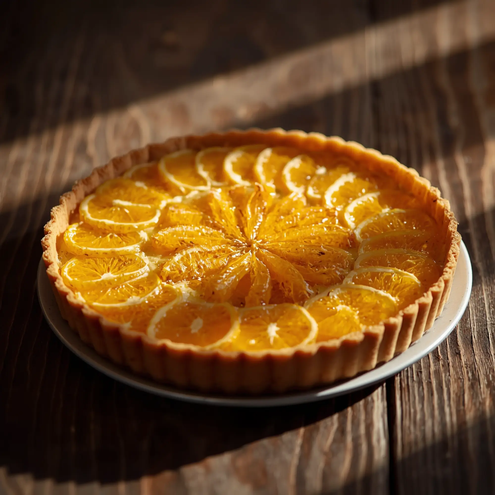 Translating: Tarte à l'orange & frangipane amandée, zestes confits maison