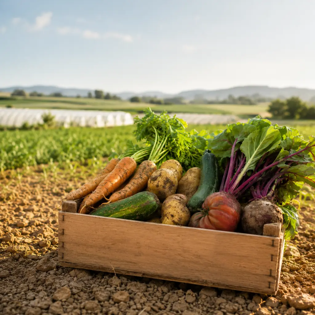 Vegetables growing in a field during drought conditions