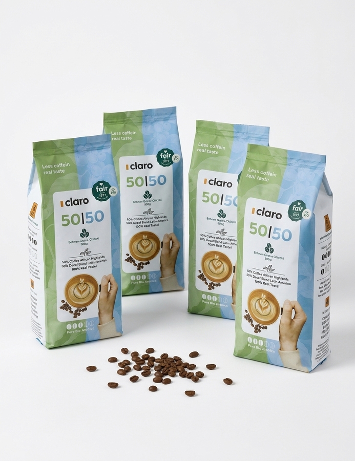 Pack of 4 — Claro 50|50 Organic Coffee Beans (500g)