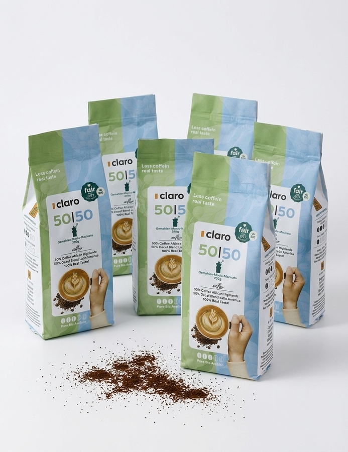 Pack of 6 — Claro 50|50 Organic Ground Coffee (250g)